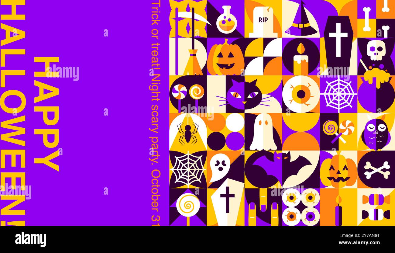 Buon Halloween banner Web geometrico Illustrazione Vettoriale