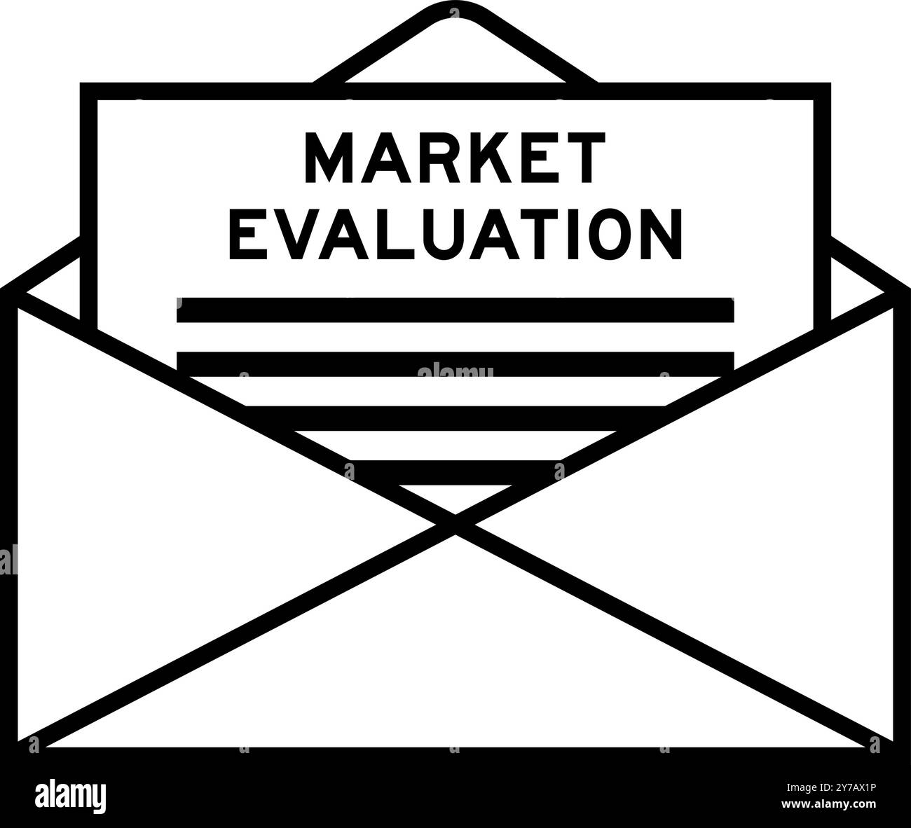 Busta e lettera con testo valutazione del mercato come titolo Illustrazione Vettoriale
