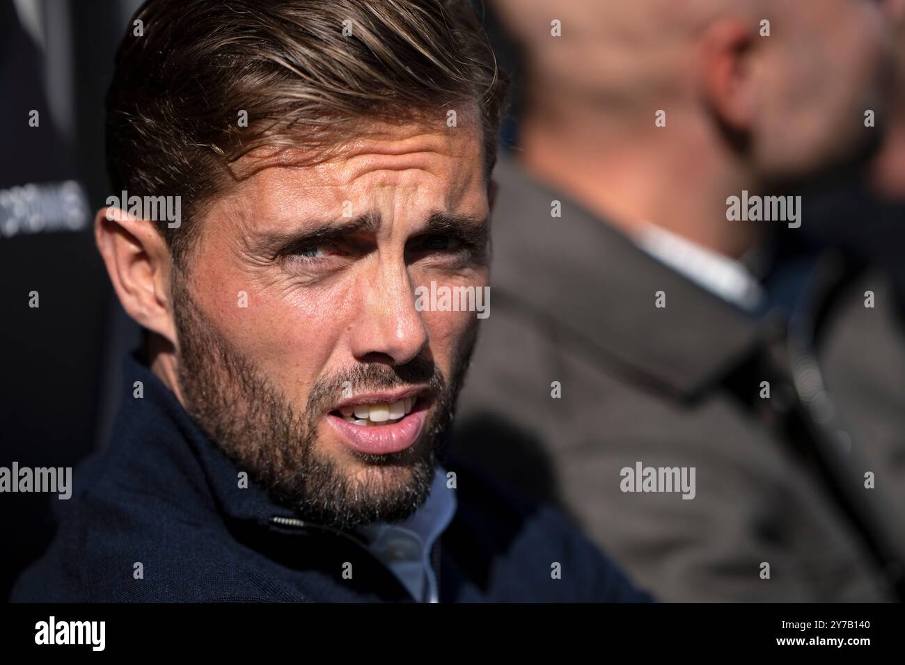 Herning, Danimarca. 29 settembre 2024. L'allenatore di Viborg Jakob Poulsen durante la partita di Super League tra FC Midtjylland e Viborg FF all'MCH Arena di Herning domenica 29 settembre 2024. (Foto: Bo Amstrup/Ritzau Scanpix) credito: Ritzau/Alamy Live News Foto Stock