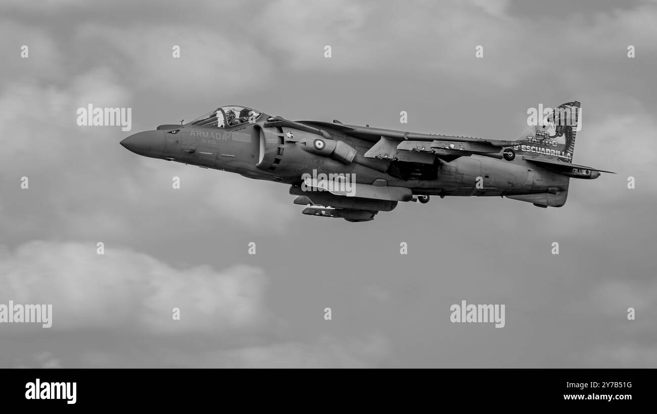 Marina spagnola - McDonnell Douglas AV-8B Harrier II, esibendosi al Royal International Air Tattoo 2024. Foto Stock