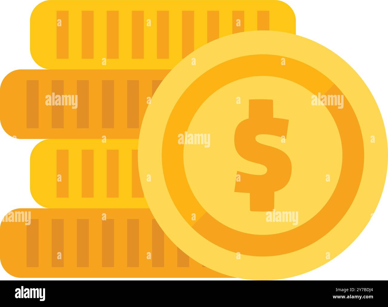 La pila di monete d'oro sta crescendo di dimensioni, illustrando il concetto di aumento dei fondi Illustrazione Vettoriale