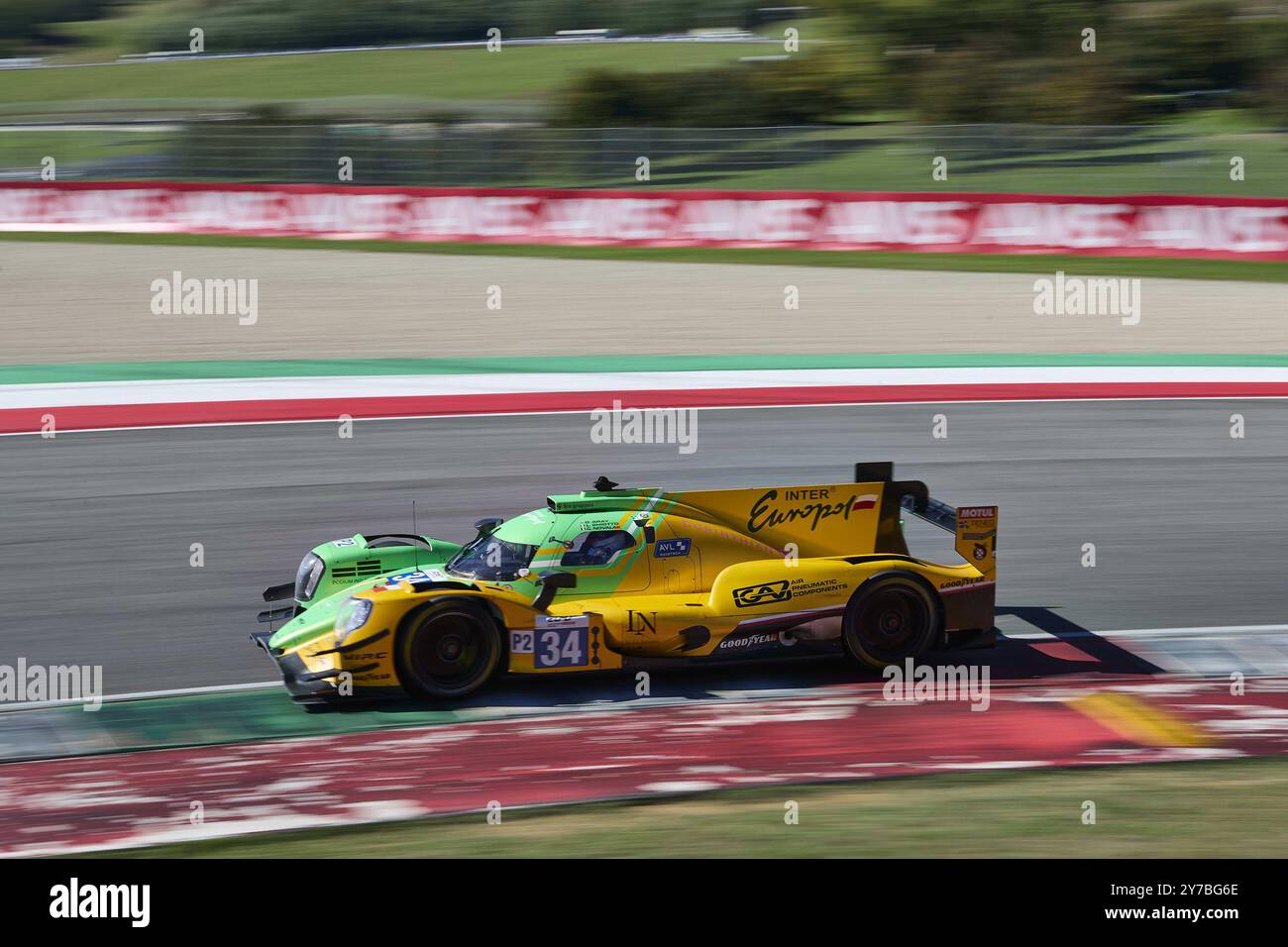 34 Oliver GREY (GBR), Clement NOVALAK (fra), Luca GHIOTTO (ITA), CONCORSO INTER EUROPOL, Oreca 07-Gibson durante ELMS - 4 ore del Mugello, gara Endurance nel Mugello, Italia, settembre 29 2024 Foto Stock