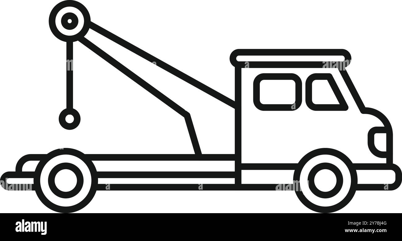 Questa illustrazione vettoriale minimalista mostra un gancio per autocarro, perfetto per progetti relativi a trasporto, soccorso, emergenza e assistenza stradale Illustrazione Vettoriale