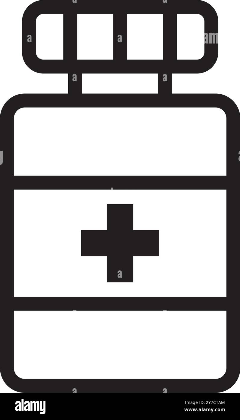 Icona del flacone di medicinali, disegno del logo dell'illustrazione vettoriale Illustrazione Vettoriale