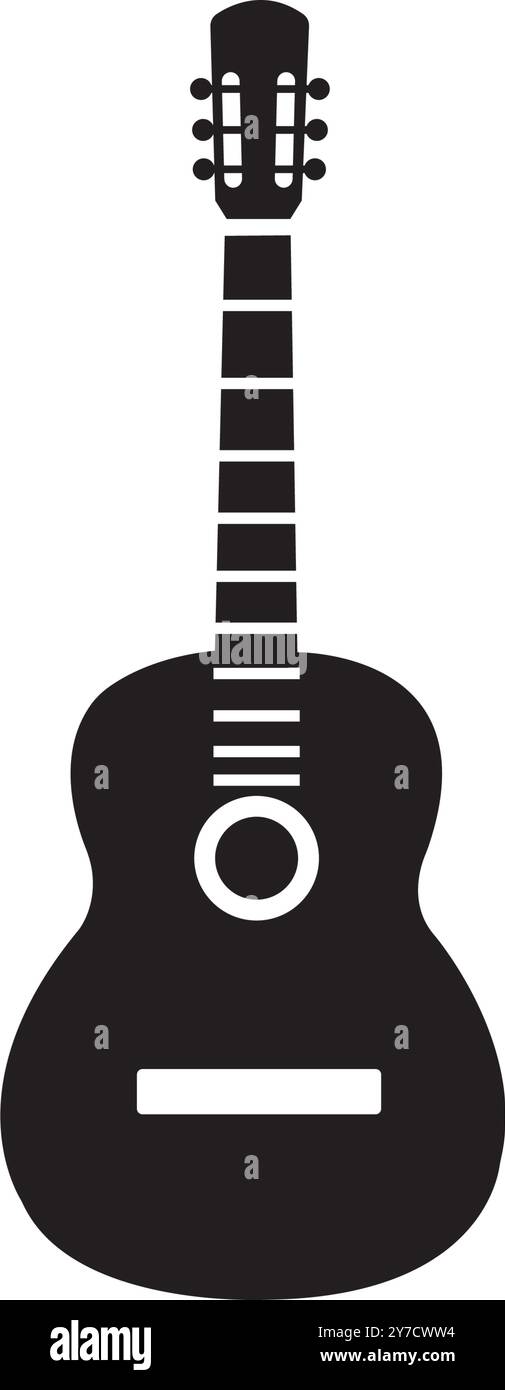 design del logo di illustrazione vettoriale dell'icona della chitarra Illustrazione Vettoriale