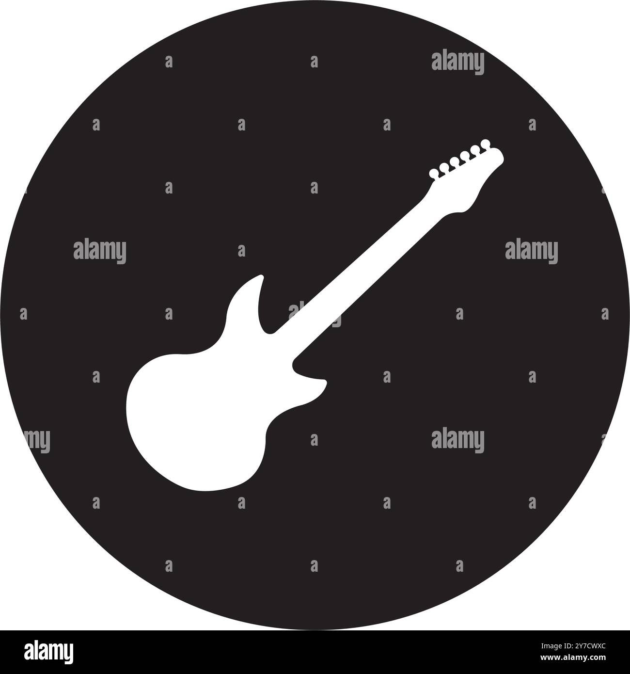 design del logo di illustrazione vettoriale dell'icona della chitarra Illustrazione Vettoriale