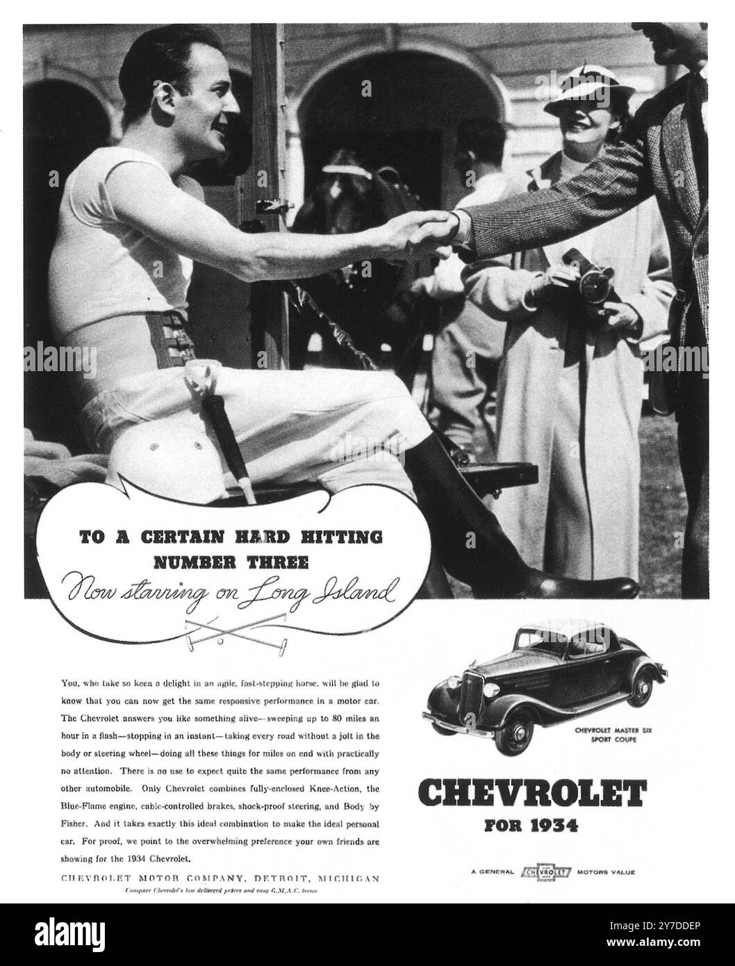 1934 annuncio Chevrolet Sport Coupé - "a un certo livello di duro colpo numero tre" Foto Stock