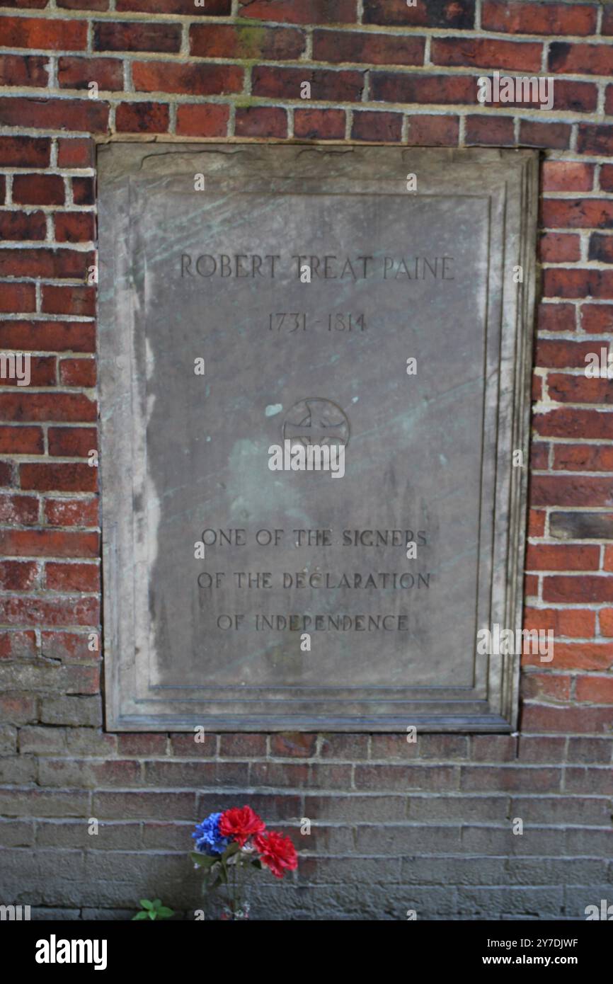 La lapide di Robert Treat Paine, firmatario della dichiarazione di indipendenza, nel Granary Burying Grounds, Boston, Massachusetts, USA Foto Stock