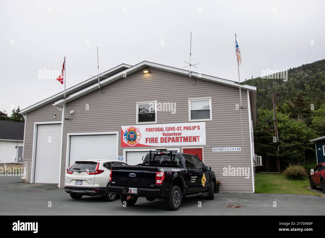 Vigili del fuoco volontari su Portugal Cove Road in Portugal Cove St. Philip's, Terranova & Labrador, Canada Foto Stock