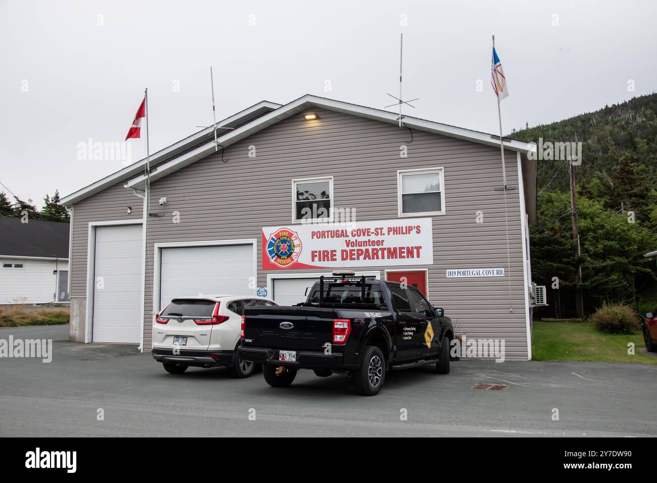Vigili del fuoco volontari su Portugal Cove Road in Portugal Cove St. Philip's, Terranova & Labrador, Canada Foto Stock