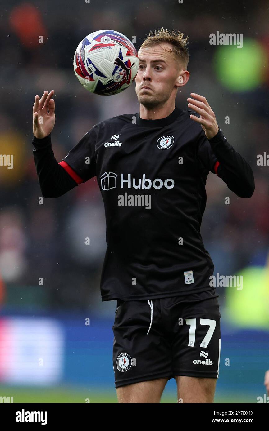 Swansea, Regno Unito. 29 settembre 2024. Mark Sykes della città di Bristol in azione. Partita del campionato EFL Skybet, Swansea City contro Bristol City allo Stadio Swansea.com di Swansea, Galles, domenica 29 settembre 2024. Questa immagine può essere utilizzata solo per scopi editoriali. Solo per uso editoriale, foto di Andrew Orchard/Andrew Orchard fotografia sportiva/Alamy Live news credito: Andrew Orchard fotografia sportiva/Alamy Live News Foto Stock