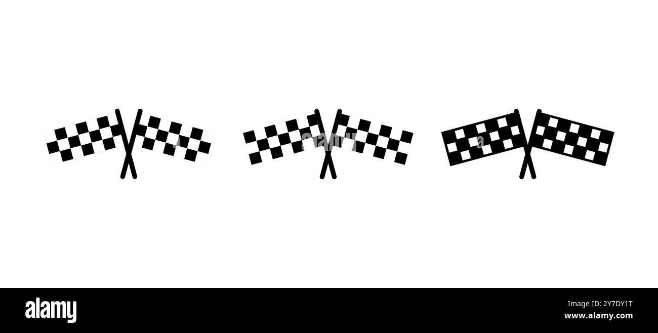 Vettore icona bandiera da corsa. Icona della bandiera da corsa.icona della bandiera da corsa a scacchi Illustrazione Vettoriale