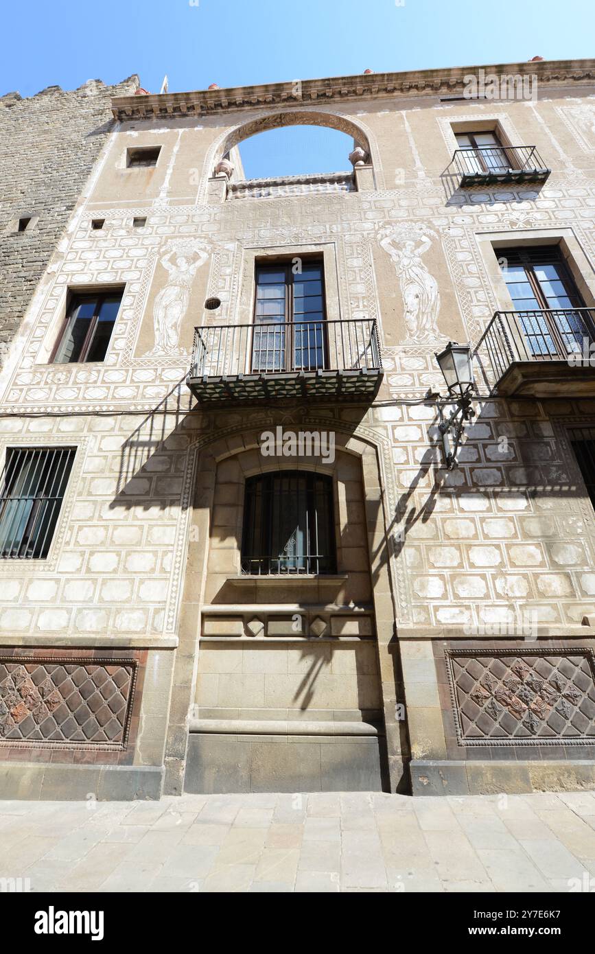 Graffito progetta un edificio a Barcellona, Spagna. Foto Stock