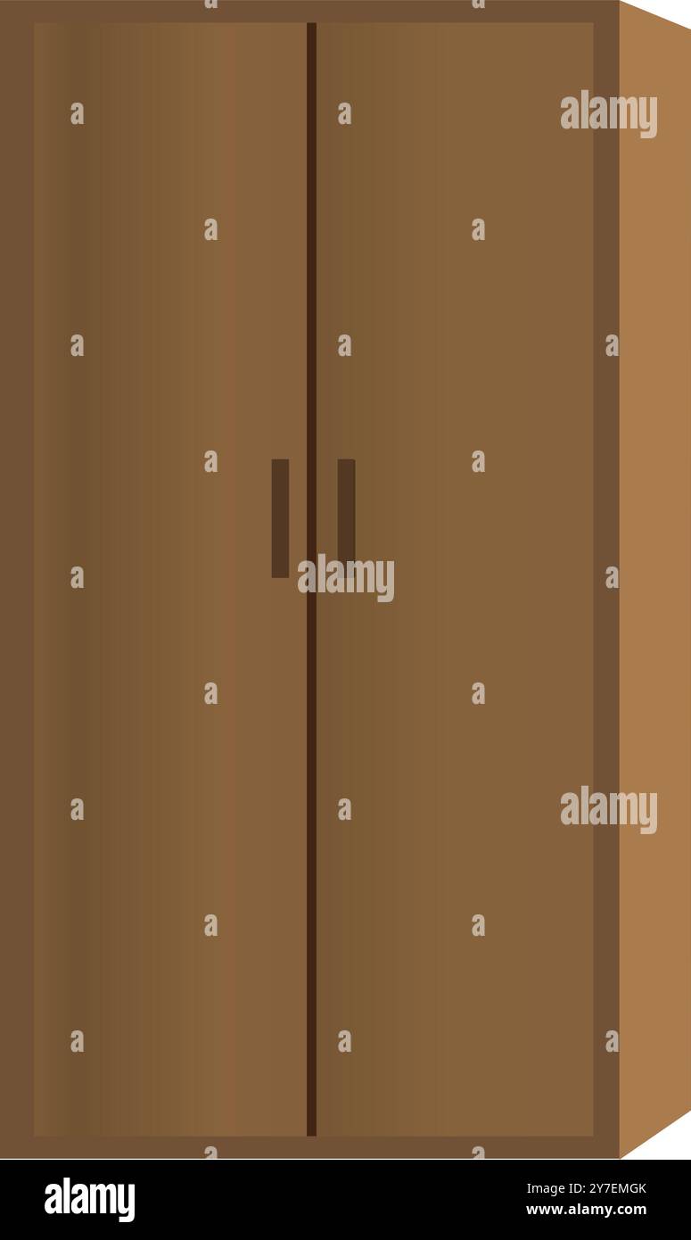 Illustrazione del design minimale del cassetto. Armadietto vettoriale con design almirah per l'animazione dei cartoni animati icona di sfondo bianco isolata. Stoccaggio in magazzino in legno marrone Illustrazione Vettoriale