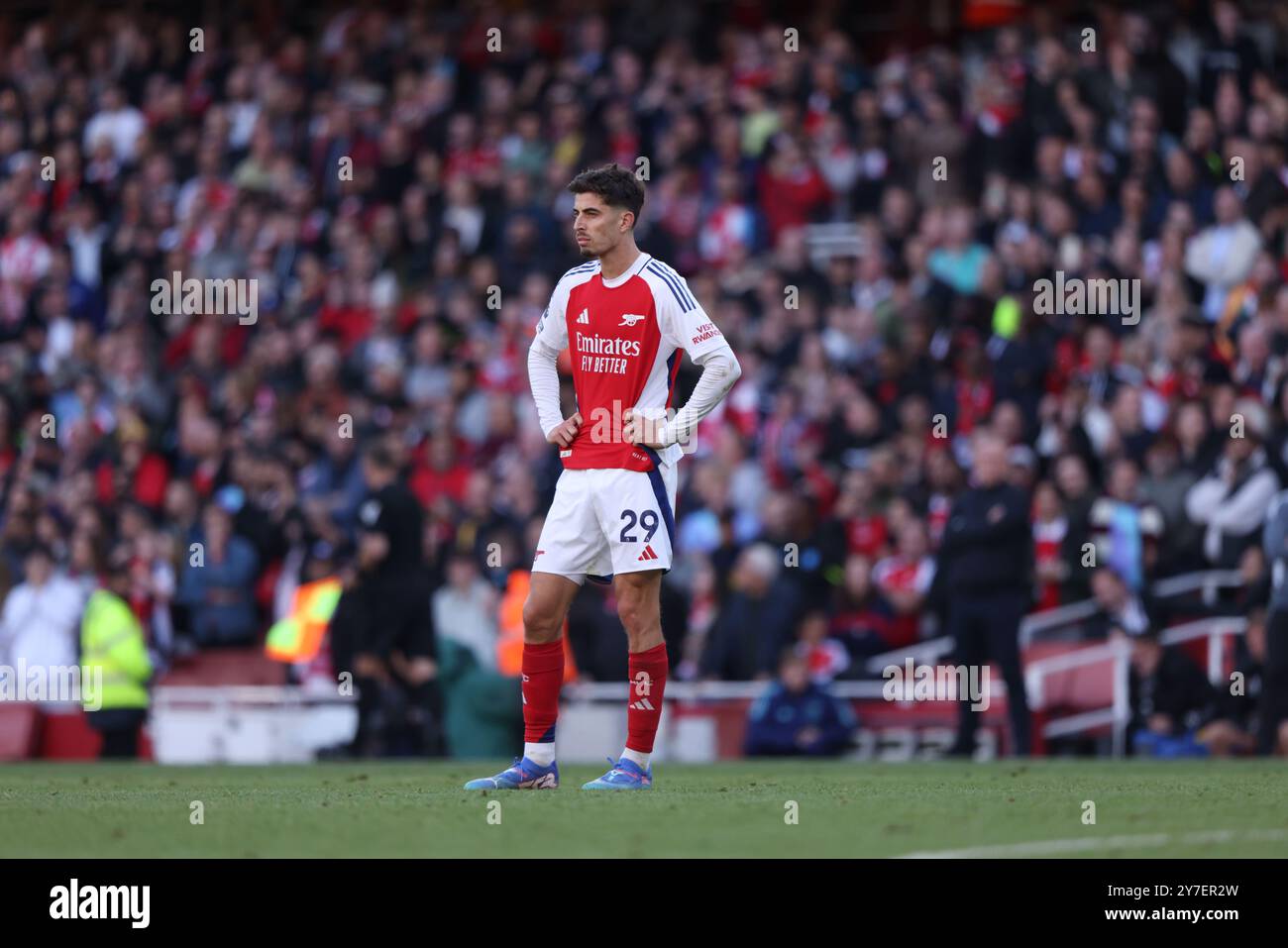 Londra, Regno Unito. 28 settembre 2024. Kai Havertz (A) alla partita Arsenal vs Leicester City EPL, all'Emirates Stadium di Londra, Regno Unito il 28 settembre 2024. Crediti: Paul Marriott/Alamy Live News Foto Stock