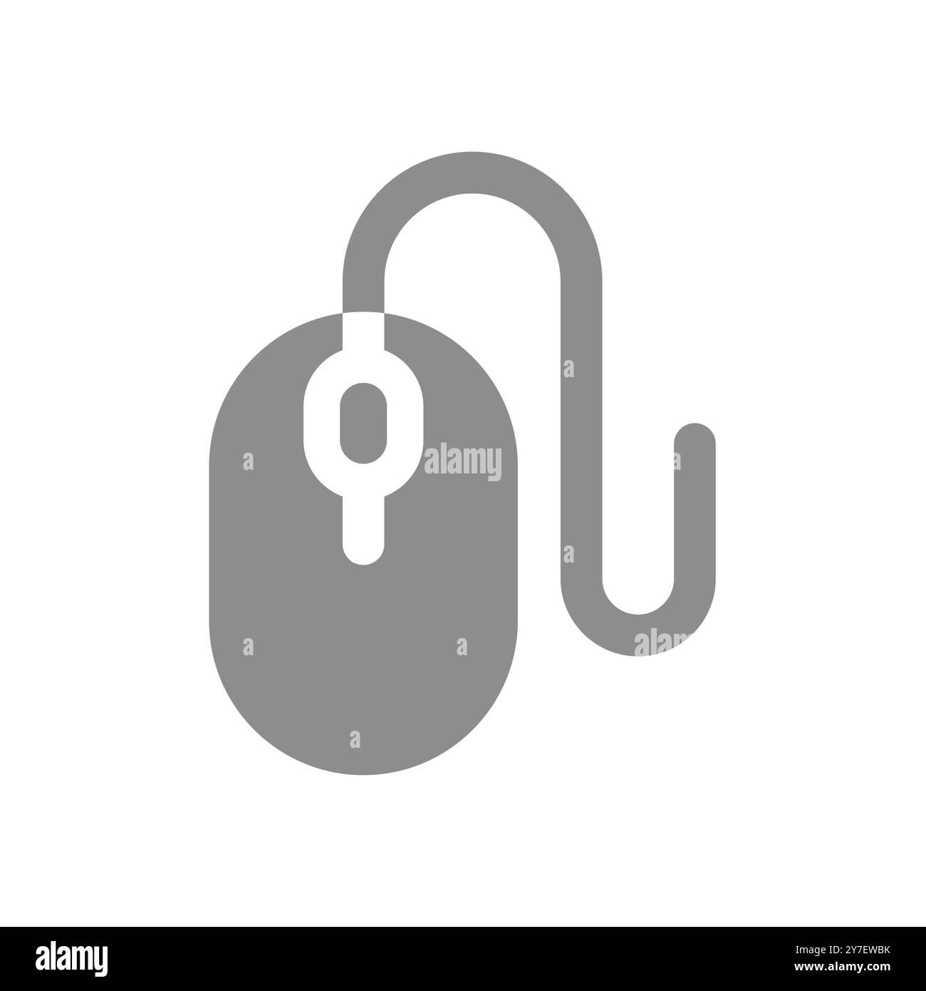 Mouse per computer con filo o cavo. Semplice icona vettoriale. Illustrazione Vettoriale