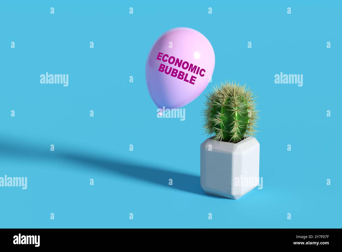 Crisi economica e recessione. L'economia della bolla e la bolla scoppiano. La fragilità della situazione economica. rendering 3d. Foto Stock