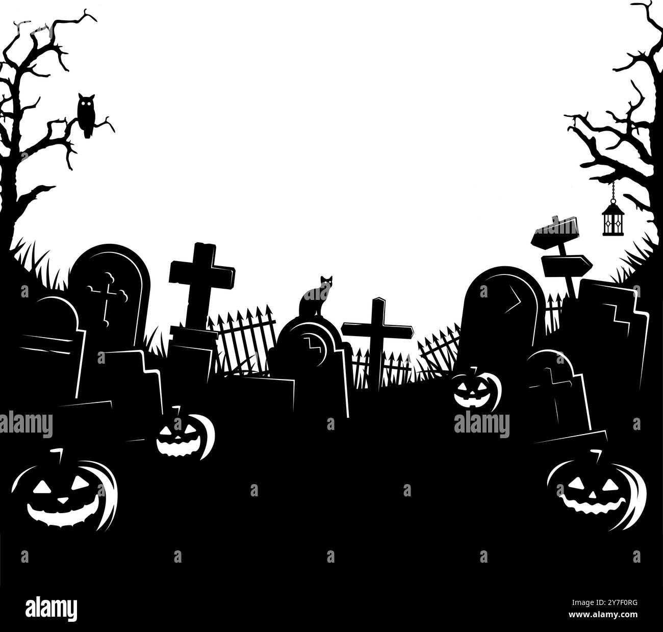 Illustrazione vettoriale del cimitero del motivo di Halloween Illustrazione Vettoriale