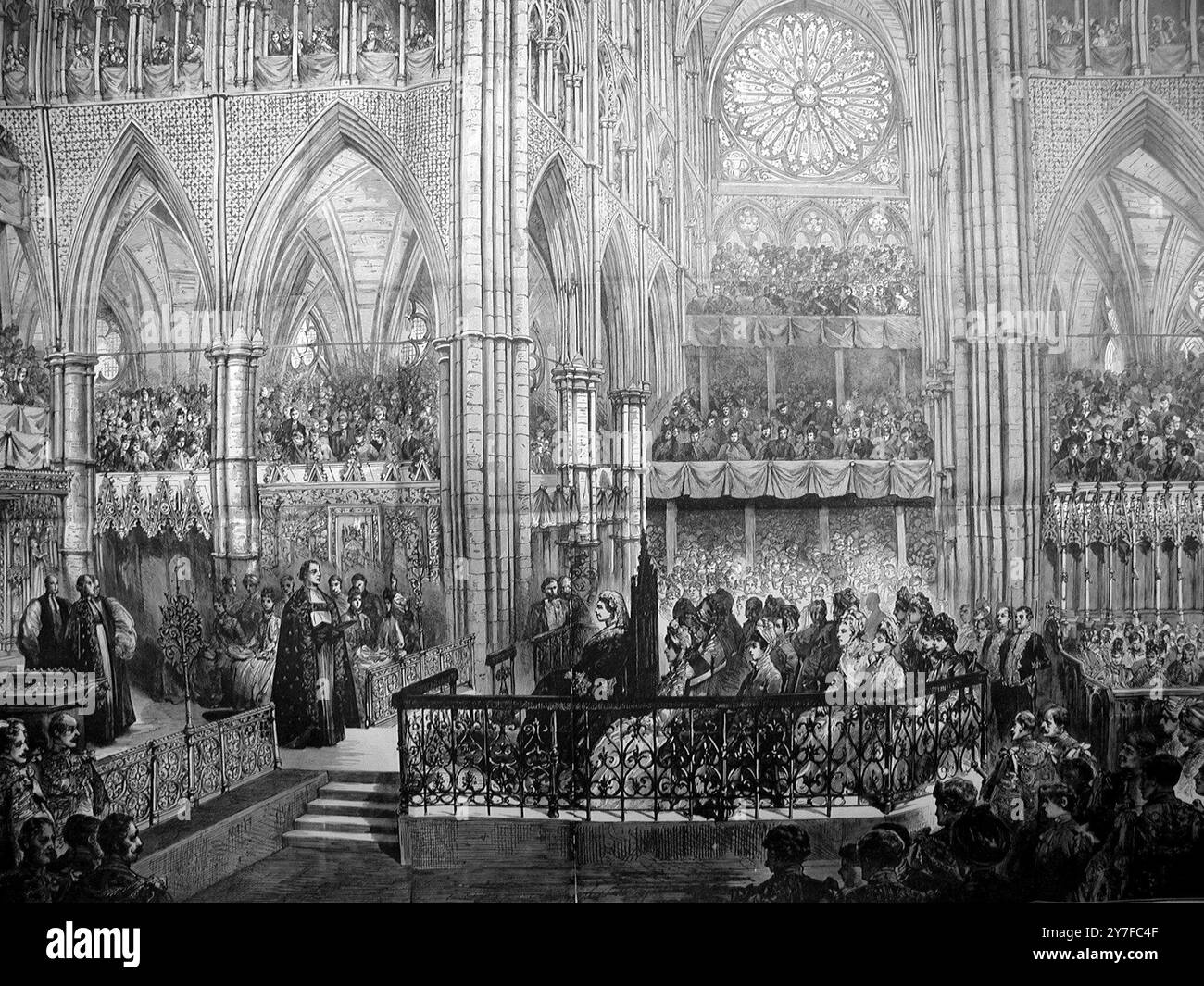 Il Golden Jubilee Service della Regina Vittoria nell'Abbazia di Westminster. 21 giugno 1887 Foto Stock