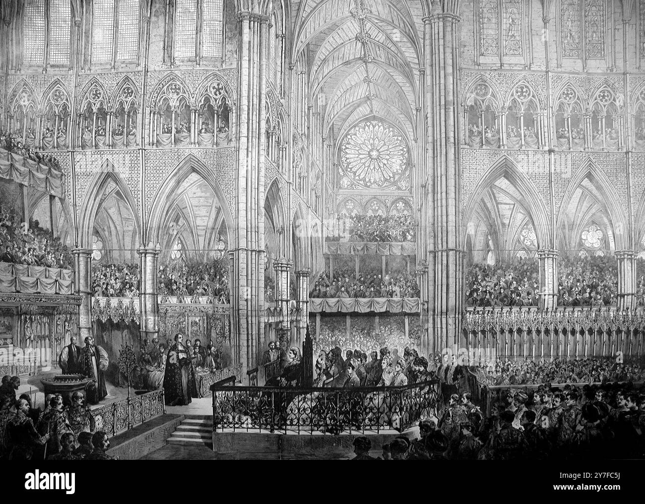 Il Golden Jubilee Service della Regina Vittoria nell'Abbazia di Westminster. 21 giugno 1887 Foto Stock