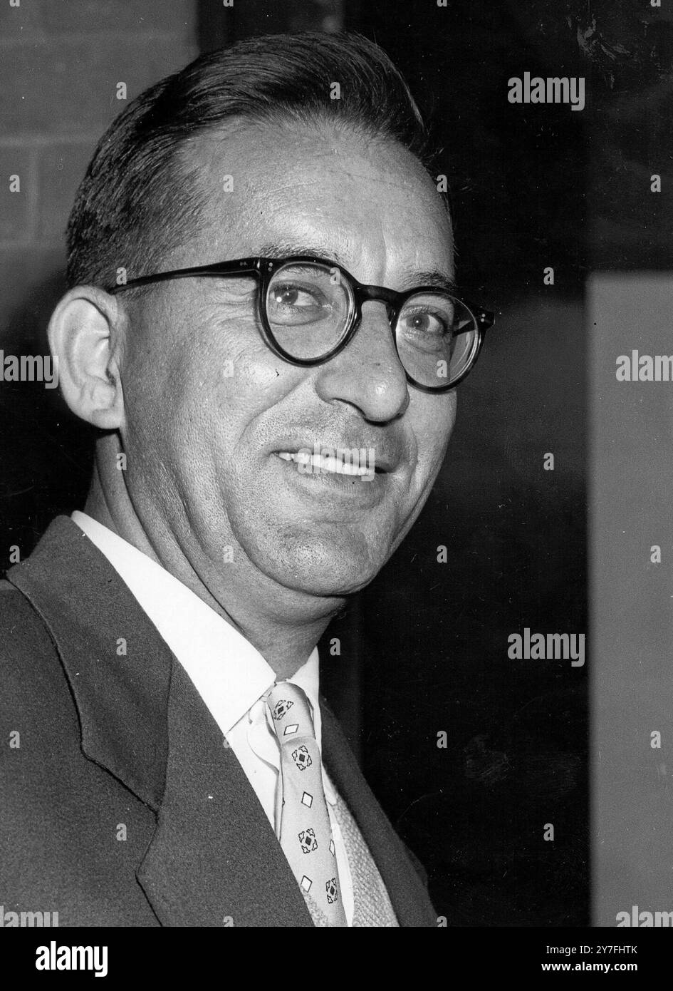 Capo dell'Unione dei Dockers a Malta, Dom Mintoff. 27 febbraio 1956 Foto Stock