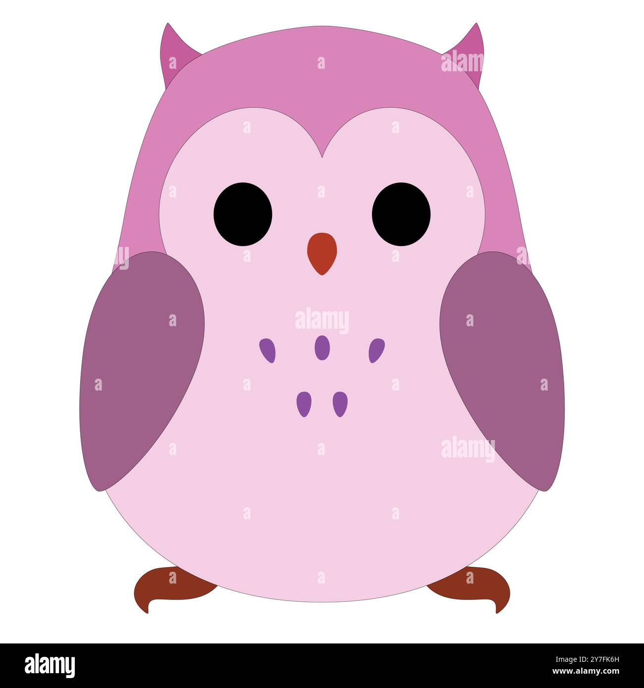 carino gufo colorato di cartoni animati, vettore stock, sfondo bianco Foto Stock