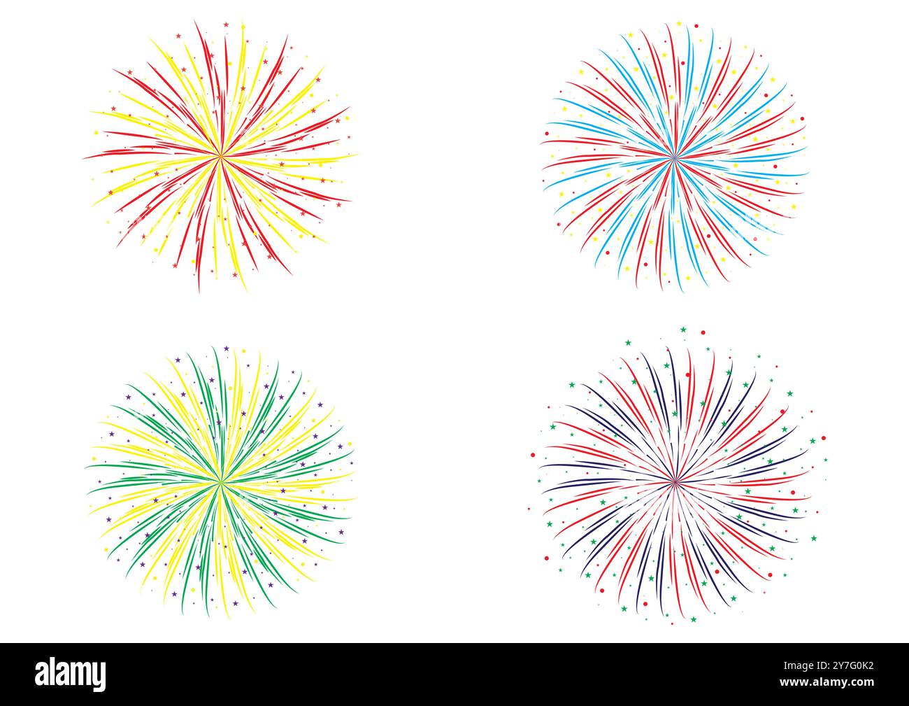 Arte dei fuochi d'artificio brillante e vibrante per tutte le celebrazioni, perfetto per Capodanno, Natale, Diwali, Capodanno cinese, Eid al-Fitr, Ramadan e Halloween Illustrazione Vettoriale