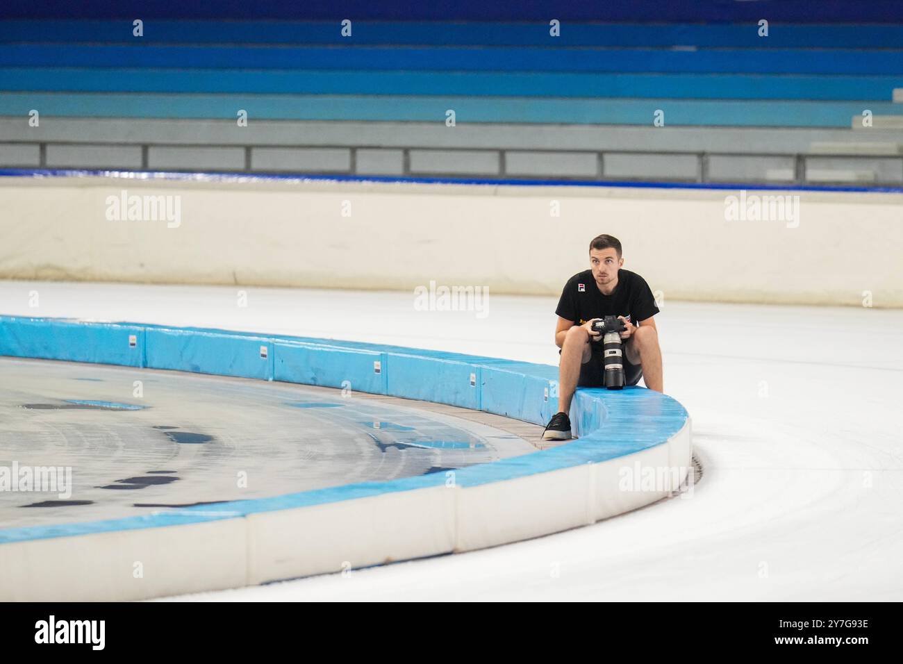 Heerenveen, Paesi Bassi. 12 agosto 2024. HEERENVEEN, PAESI BASSI - 12 AGOSTO: Robert Prins durante il Presentation Team Essent a Thialf il 12 agosto 2024 a Heerenveen, Paesi Bassi. (Foto di Douwe Bijlsma/Orange Pictures) credito: Orange Pics BV/Alamy Live News Foto Stock