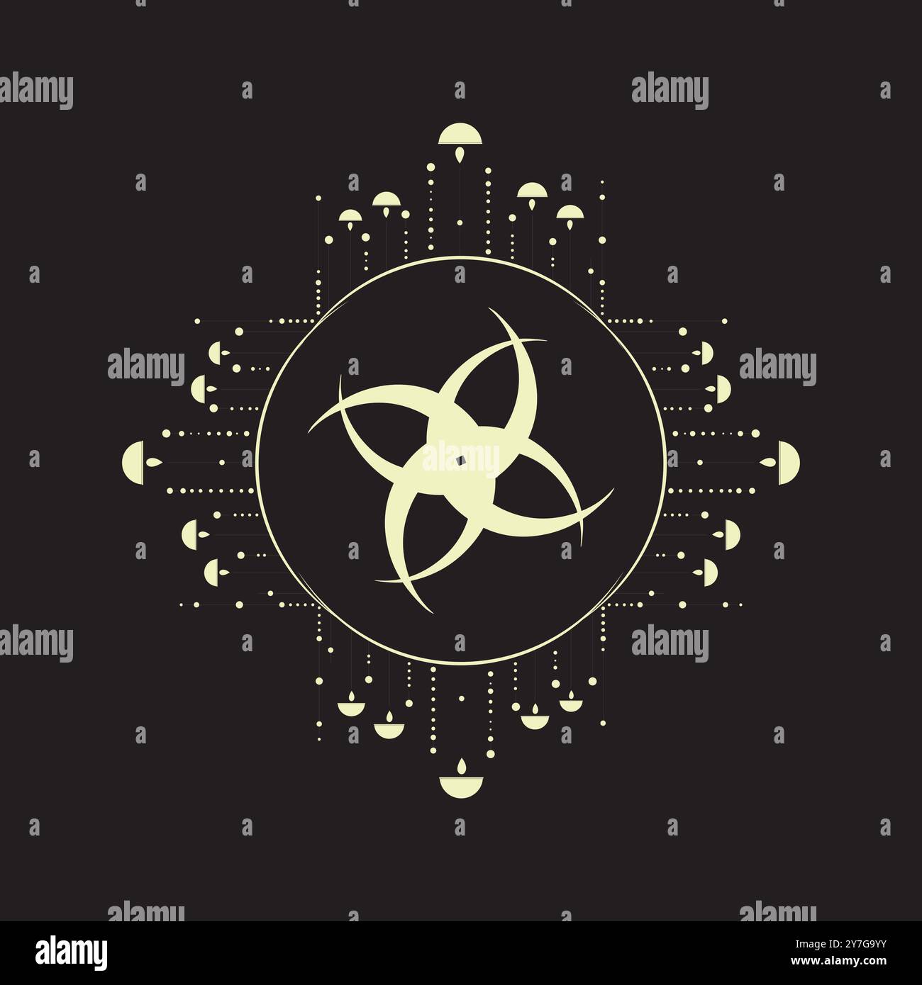 Crescent Moon and Stars in Ethereal Night che celebra Diwali, Eid, Natale e altri festival religiosi, Una Sinfonia Celestiale di luce e Darknes Illustrazione Vettoriale