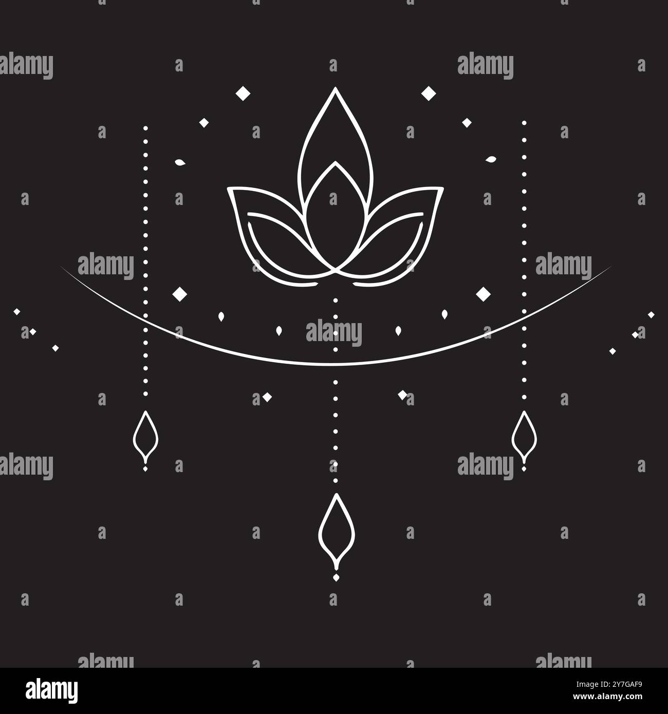 Lampade a loto e sospese in Un design simmetrico e minimalista che unisce tranquillità, tradizione e modernità in una tavolozza monocromatica Illustrazione Vettoriale