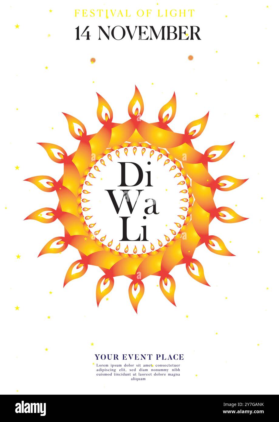 Festeggia il poster Diwali, il Festival delle luci il 14 novembre - Un'esperienza culturale stravagante Illustrazione Vettoriale