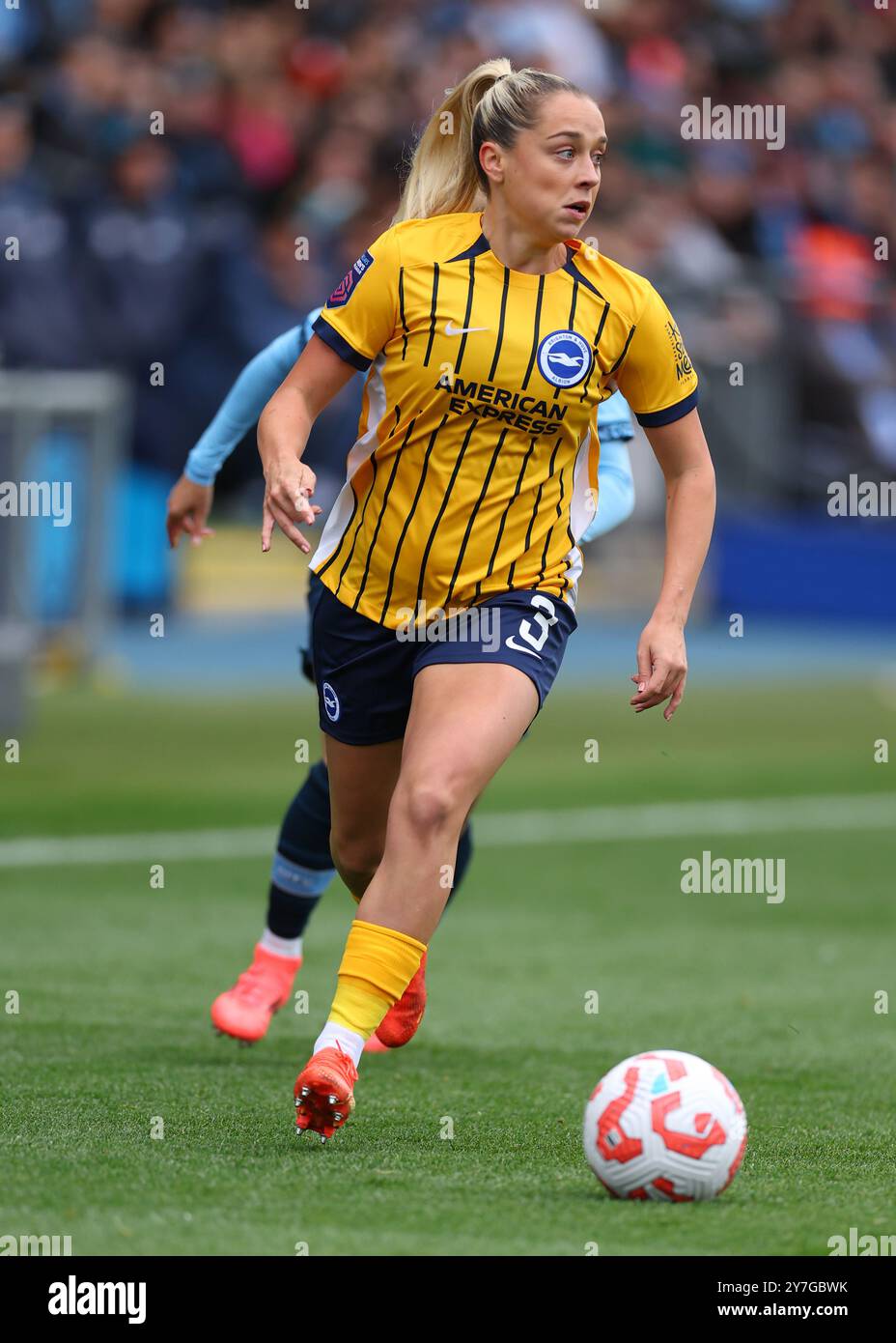 Manchester, Regno Unito. 29 settembre 2024. Poppy Pattinson di Brighton durante la partita di fa Women's Super League all'Academy Stadium di Manchester. Il credito per immagini dovrebbe essere: Simon Bellis/Sportimage Credit: Sportimage Ltd/Alamy Live News Foto Stock