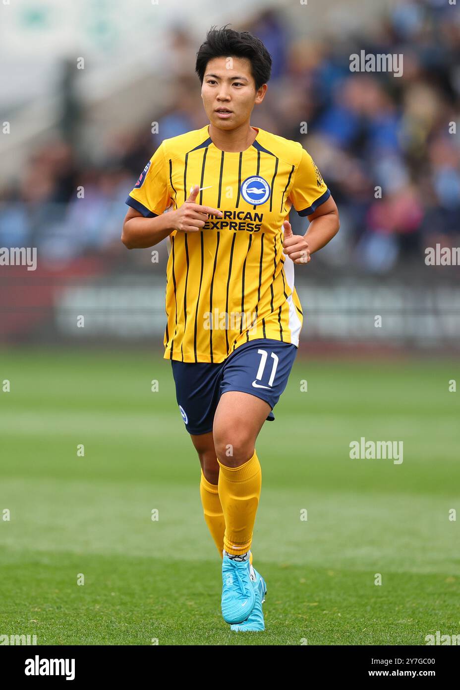 Manchester, Regno Unito. 29 settembre 2024. Kiko Seike di Brighton durante la partita di fa Women's Super League all'Academy Stadium di Manchester. Il credito per immagini dovrebbe essere: Simon Bellis/Sportimage Credit: Sportimage Ltd/Alamy Live News Foto Stock