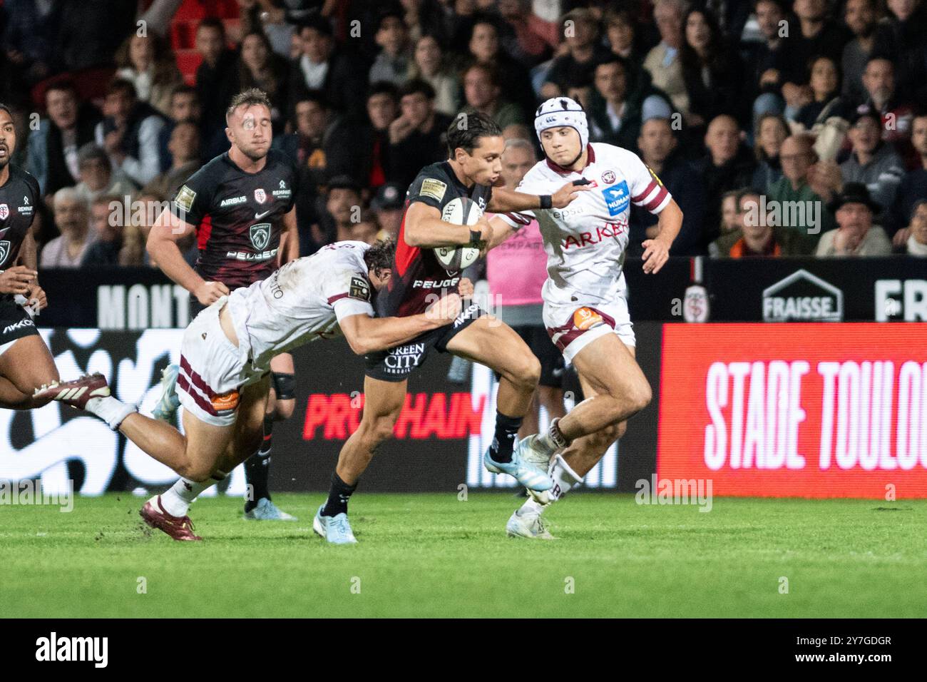 Ange Capuozzo di Tolosa durante il campionato francese Top 14 partita di rugby a 15 tra lo Stade Toulousain (Tolosa) e l'Union Bordeaux-Begles il 29 settembre 2024 allo stadio Ernest-Wallon di Tolosa, Francia - foto Nathan Barange / DPPI Foto Stock