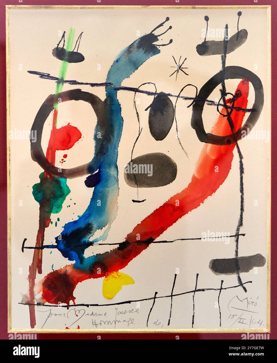 Portrait d'Eugène lonesco offert à Rodica lonesco, 1964, Joan Miró, 1893, Barcellona (Espagne) - 1983, Palma de Majorque (Espagne), Centre Pompidou, Museo Nazionale d'Arte moderna e Contemporanea, Parigi, Francia. Foto Stock