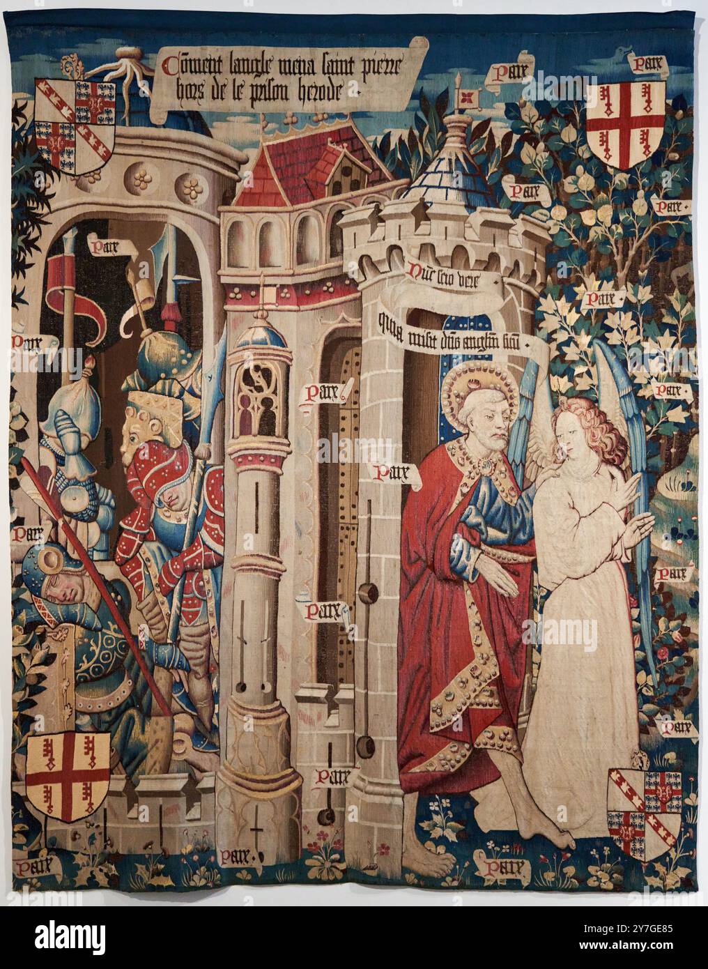 D'après un Carton de Jacques Daret, Délivrance de saint Pierre, Pays-Bas méridionaux, avant 1461, Laine et soie, Museo Nazionale del Medioevo, Musée de Cluny, Parigi. Francia. Foto Stock