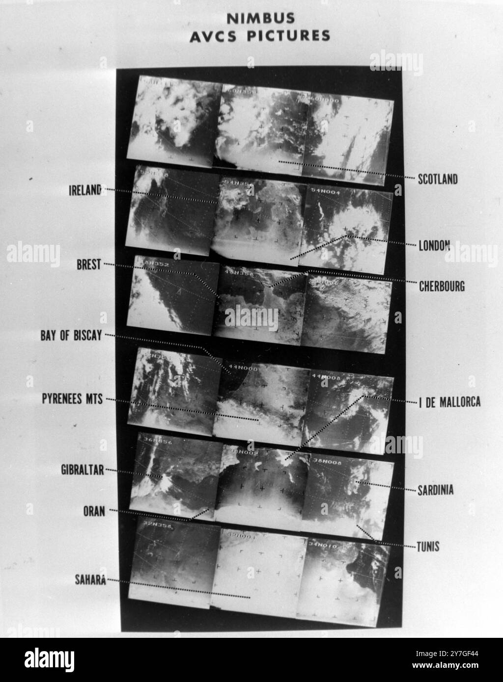SATELLITI NORD AFRICA ED EUROPA OCCIDENTALE DAL SATELLITE; 12 NOVEMBRE 1964 Foto Stock