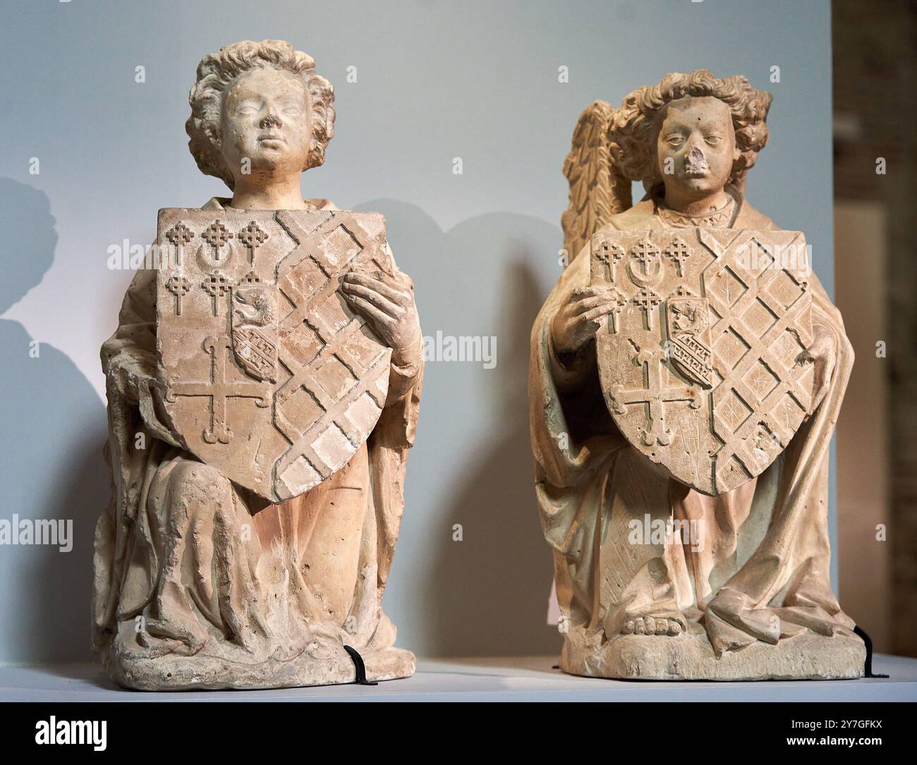 Anges, Val de Loire, vers 1460-1470, Pierre calcaire, Traces de polychromie, museo nazionale del Medioevo, Musée de Cluny, Parigi. Francia. Foto Stock