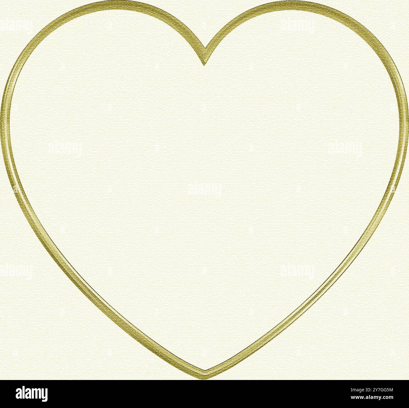 Contorno di un cuore d'oro su carta in primo piano Foto Stock