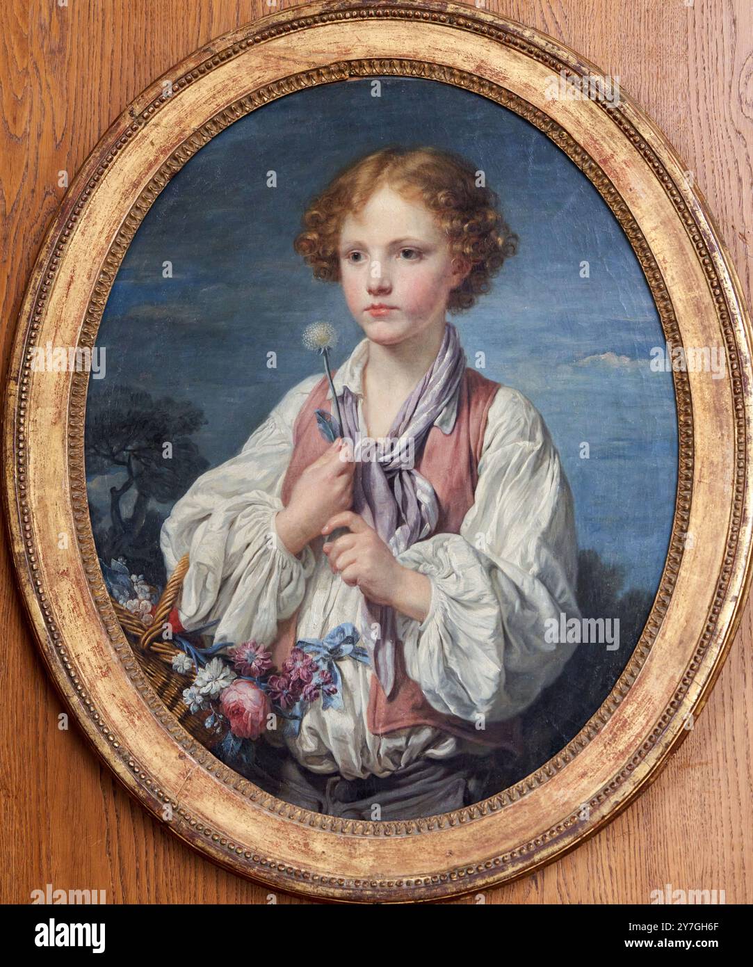 Jeune Berger qui tente le sort pour savoir s'il est aimé de sa bergère, Vers 1760-1761, Huile sur toile, Jean-Baptiste Greuze, (Tournus, 1725-Parigi, 1805 ), Petit Palais, Museo di Belle Arti della città di Parigi, Musée des Beaux-Arts de la Ville de Paris, Francia. Foto Stock