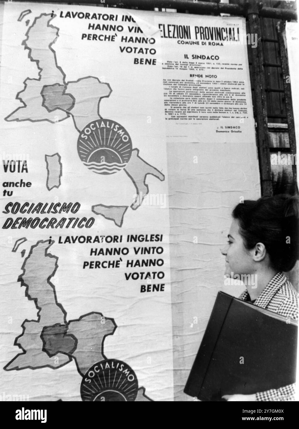 ELEZIONI POSTER SOCIALISTA A ROMA; 18 OTTOBRE 1964 Foto Stock