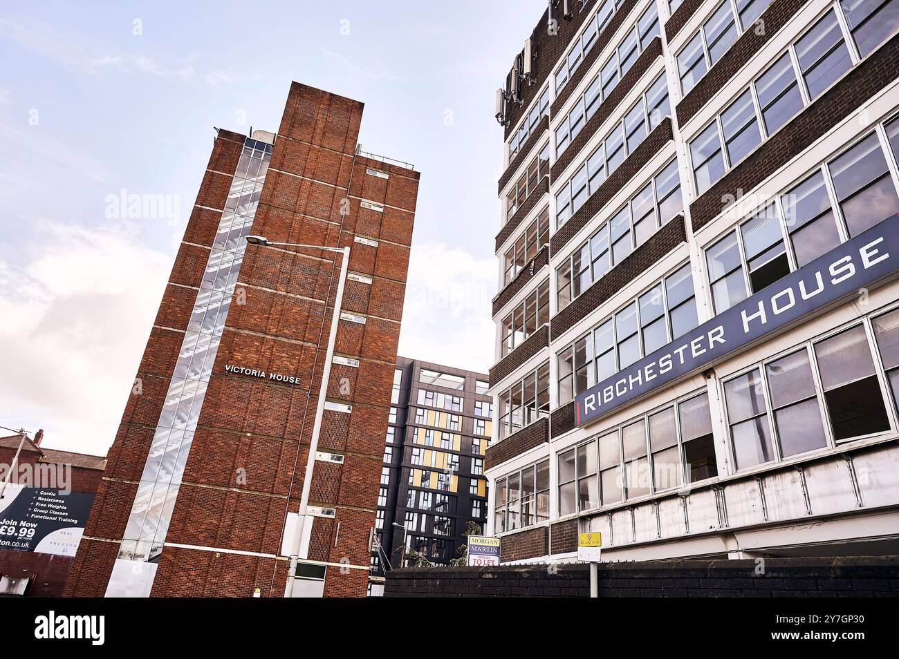 Uffici vuoti nel centro di Preston, Regno Unito Foto Stock