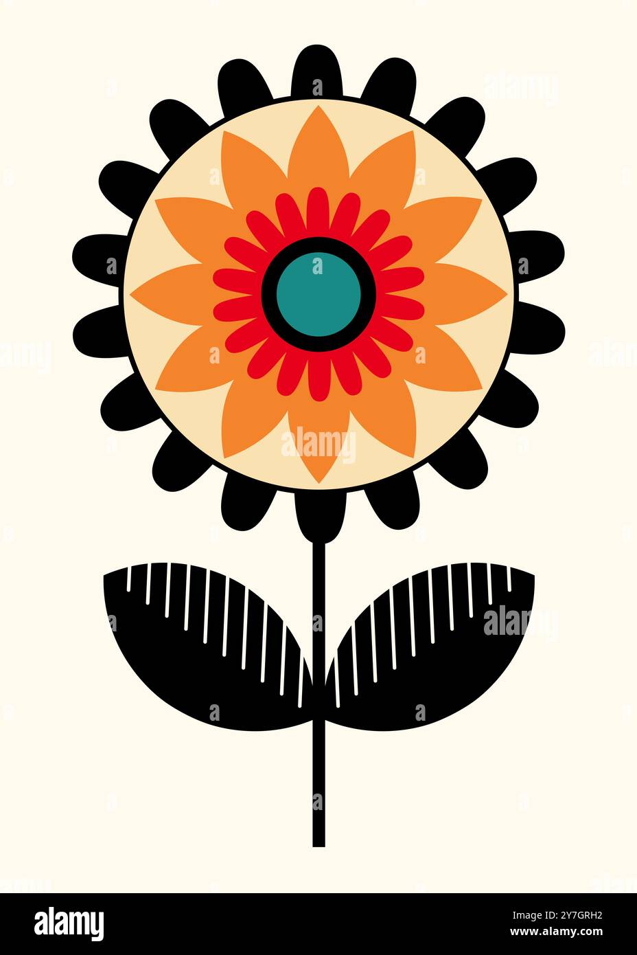 Arte floreale retrò moderna Foto Stock