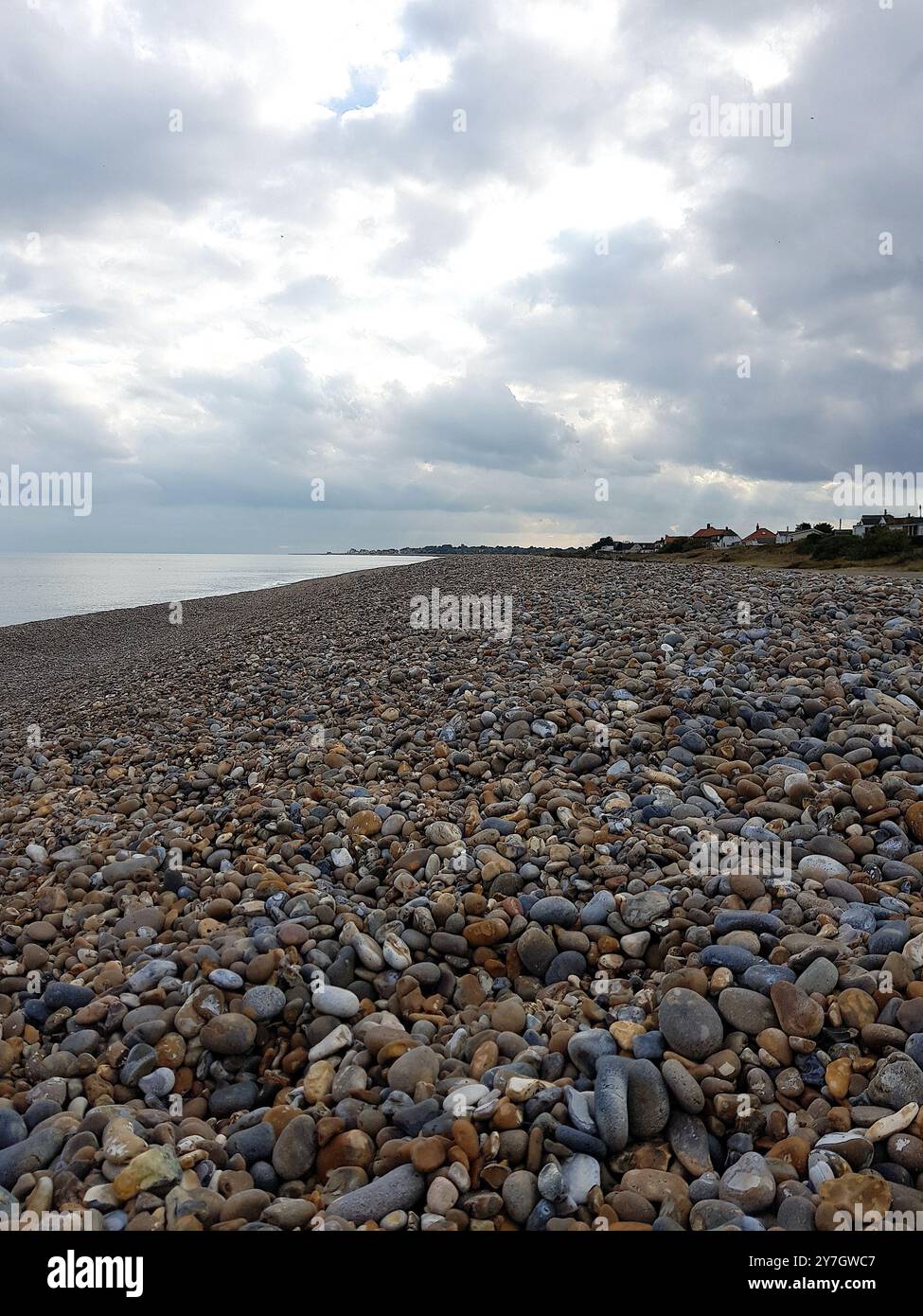 Scena da spiaggia nella contea di Suffolk, Regno Unito. Foto Stock