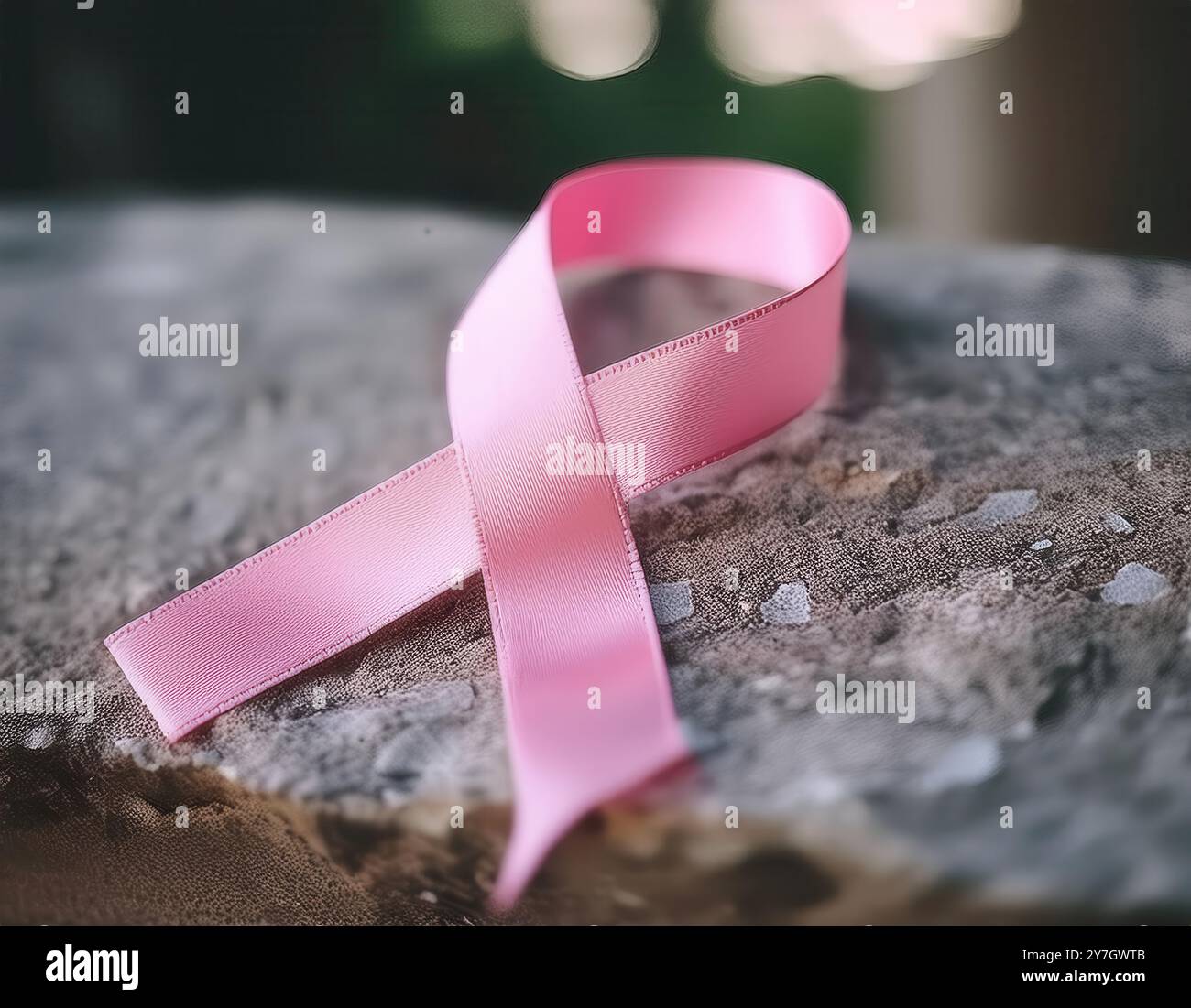 Un nastro rosa che simboleggia la consapevolezza del cancro al seno Foto Stock