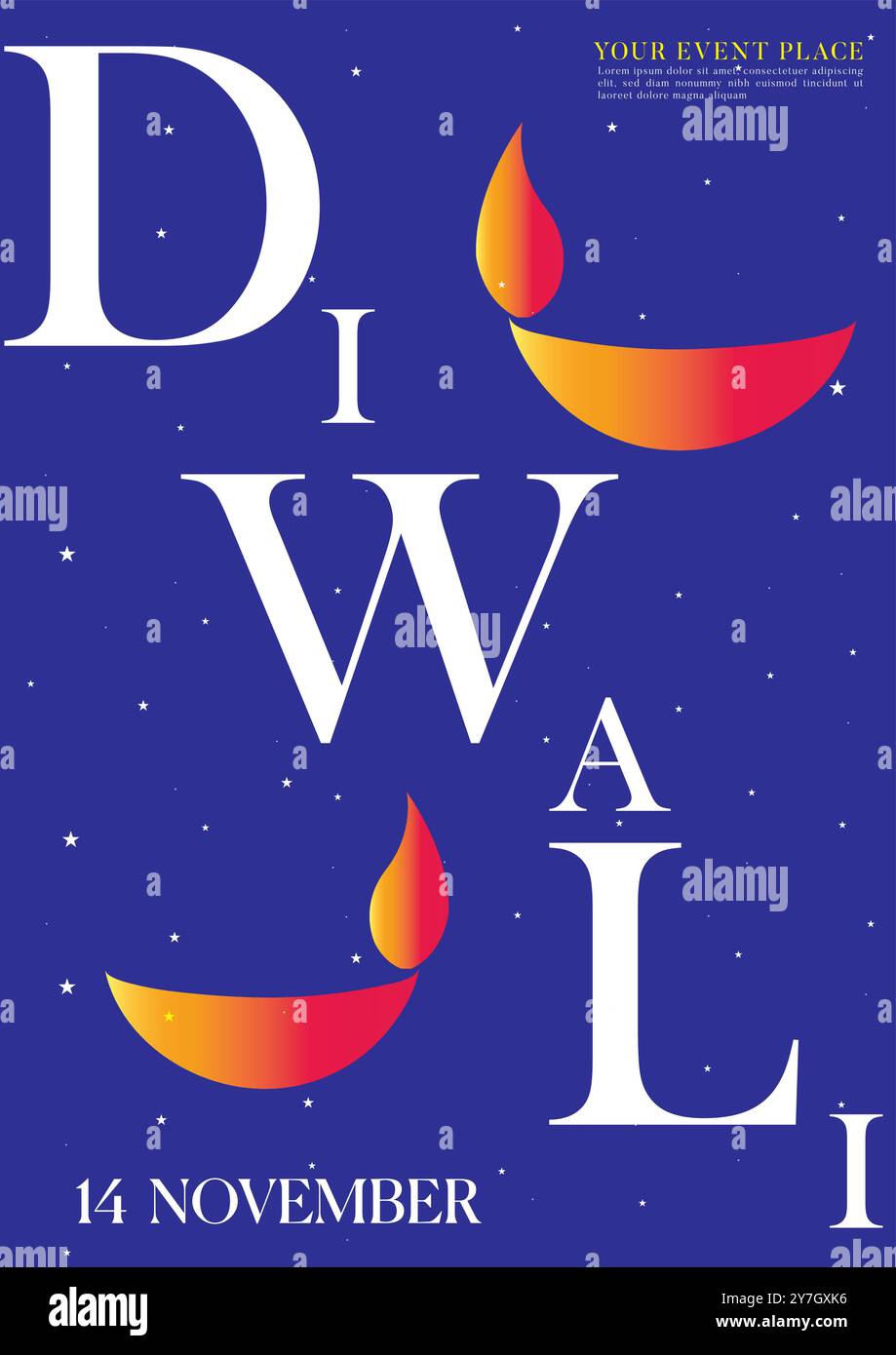 Festeggia il Diwali con luci e gioia: Unisciti a noi per una notte di divertimento festivo il 14 novembre! Illustrazione Vettoriale