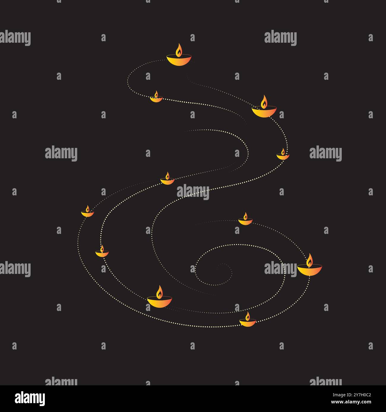 Sentiero fluente di Diya per Un viaggio luminoso di luce e speranza, Diwali, Eid, Natale e altri festival religiosi con un tocco moderno Illustrazione Vettoriale