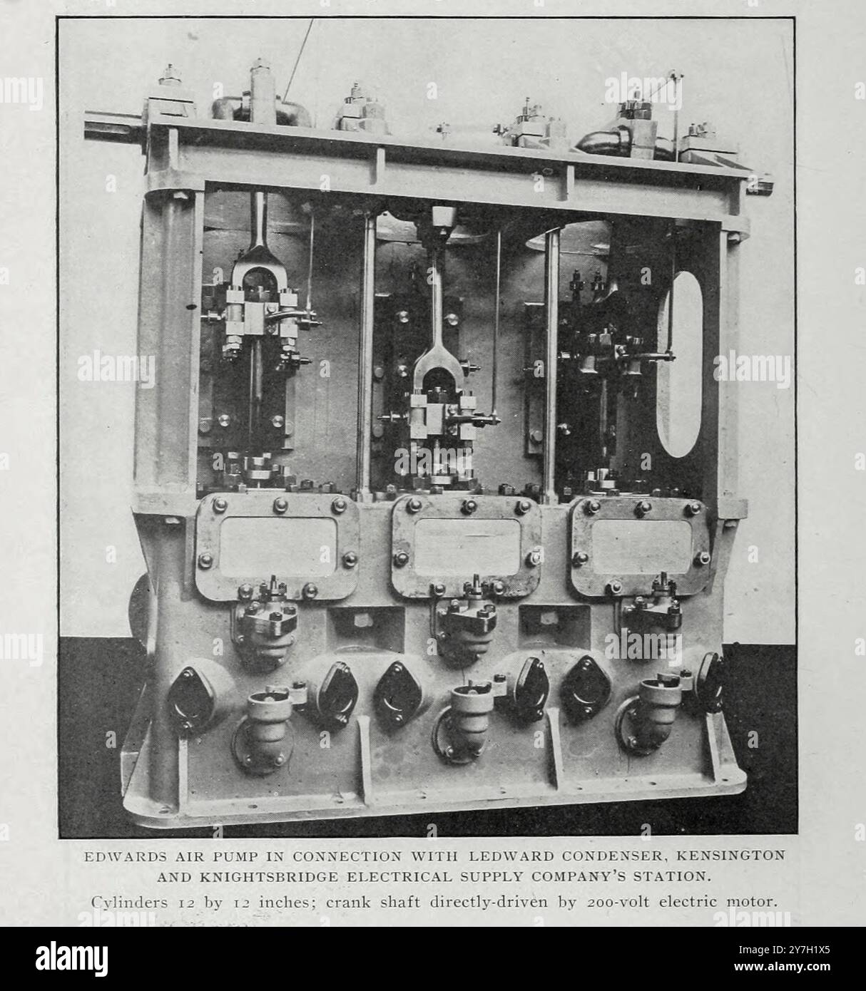 POMPA DELL'ARIA EDWARDS COLLEGATA AL CONDENSATORE LEDWARD, ALLA STAZIONE DI KENSINGTON E KNIGHTSBRIDGE. Dall'articolo LA CENTRALIZZAZIONE DELL'IMPIANTO DI CONDENSAZIONE DEL VAPORE. HY Harry G. V. Oldham. Dalla rivista Engineering dedicata al progresso industriale volume XX 1900 - 1901 The Engineering Magazine Co Foto Stock