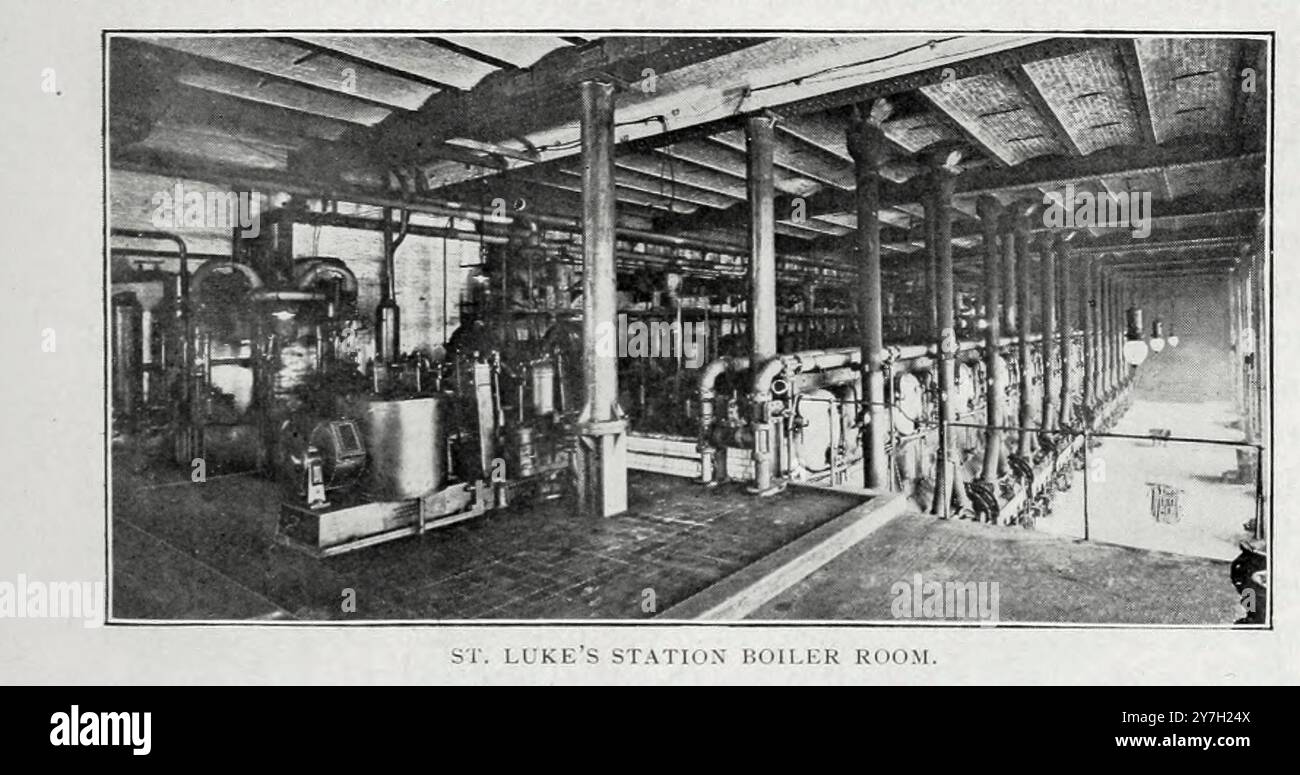 Sala caldaia della stazione di St. Luke dall'articolo della rivista Engineering dedicato al progresso industriale volume XX 1900 - 1901 The Engineering Magazine Co Foto Stock