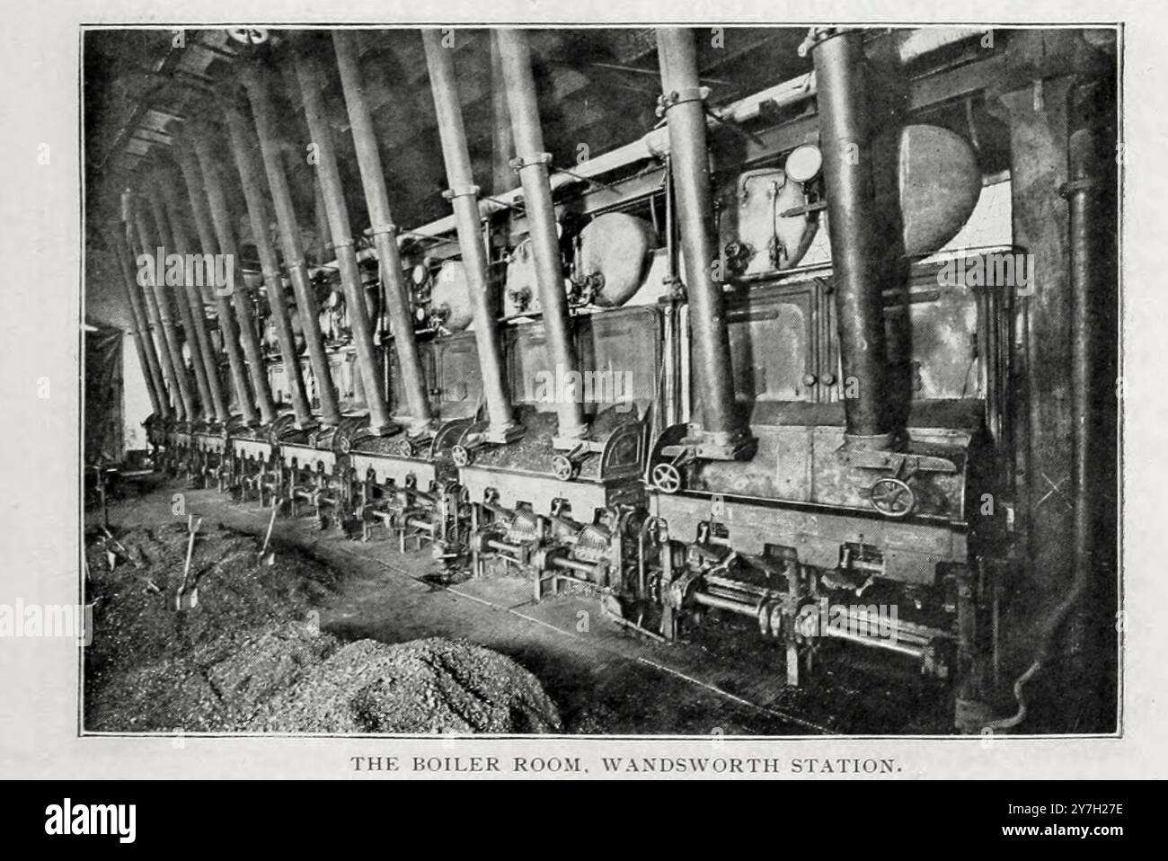 LA sala caldaia Wandsworth station dall'articolo della rivista Engineering dedicato al progresso industriale volume XX 1900 - 1901 The Engineering Magazine Co Foto Stock